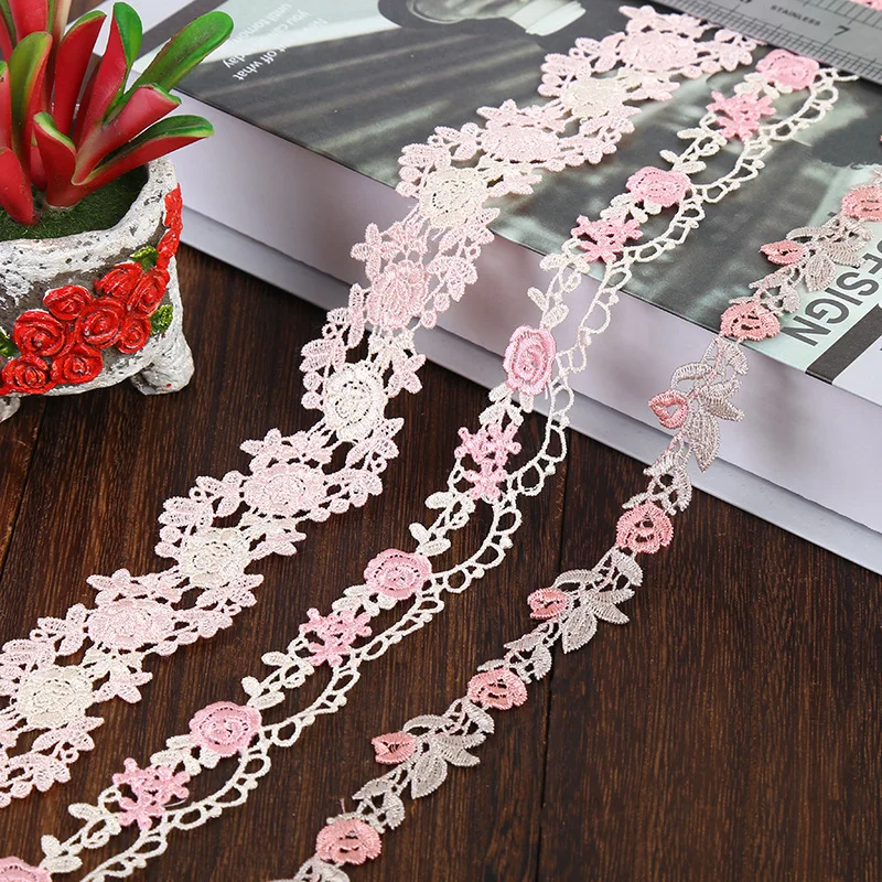

2.5CM Wide Water-soluble Embroidery Rose Edge Clothing Fabric Art Home Headdress Children's Dress Lace Trim