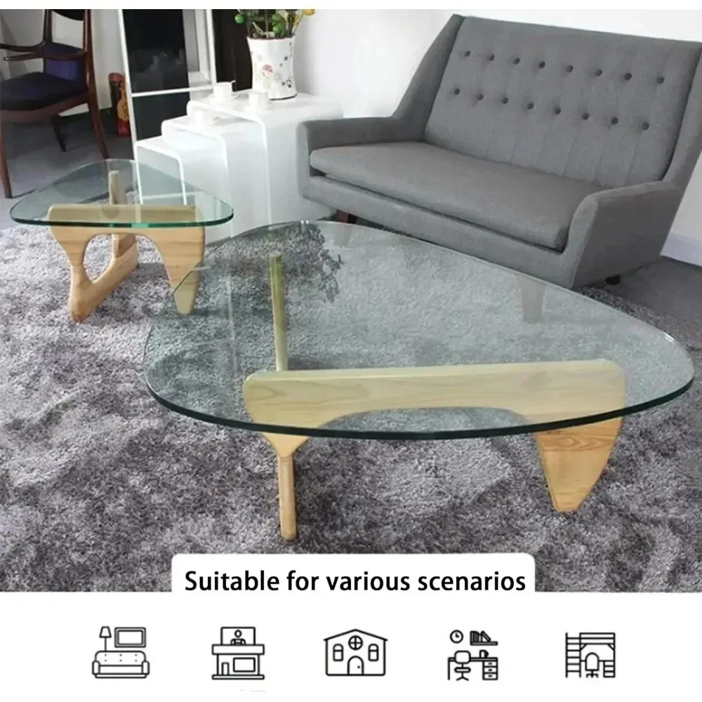 Modern Glass Coffee Table, 32.68" D x 22.44" W x 15.75" H, Abstract Round Tea Tables for Living Room Home Office Industrial Coc