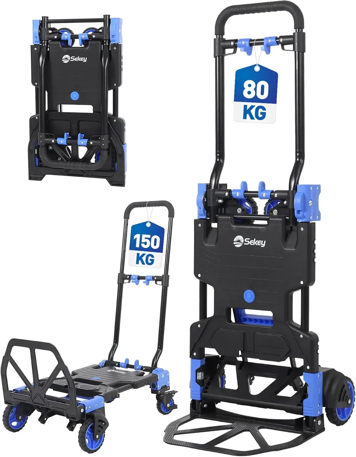 شاحنة ومنصة قابلة للطي 2 في 1، سعة تحميل 150 كجم، خفيفة الوزن، عربة نقل قوية، عجلات تحمل مزدوجة