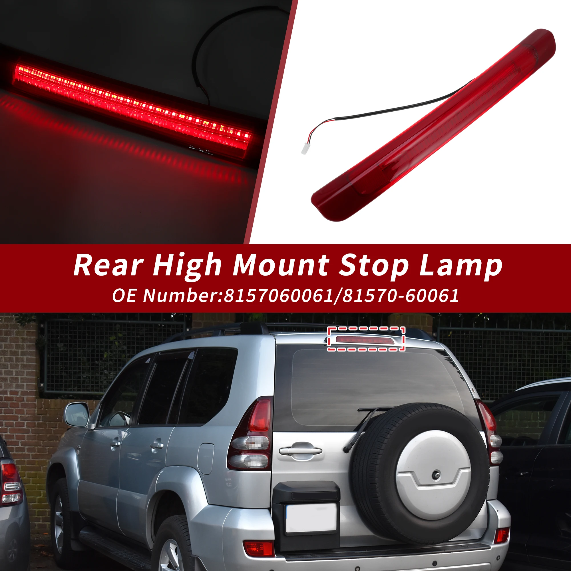 

UXCELL красный светодиодный третий стоп-сигнал с высоким креплением для Toyota Land Cruiser No 8157060061