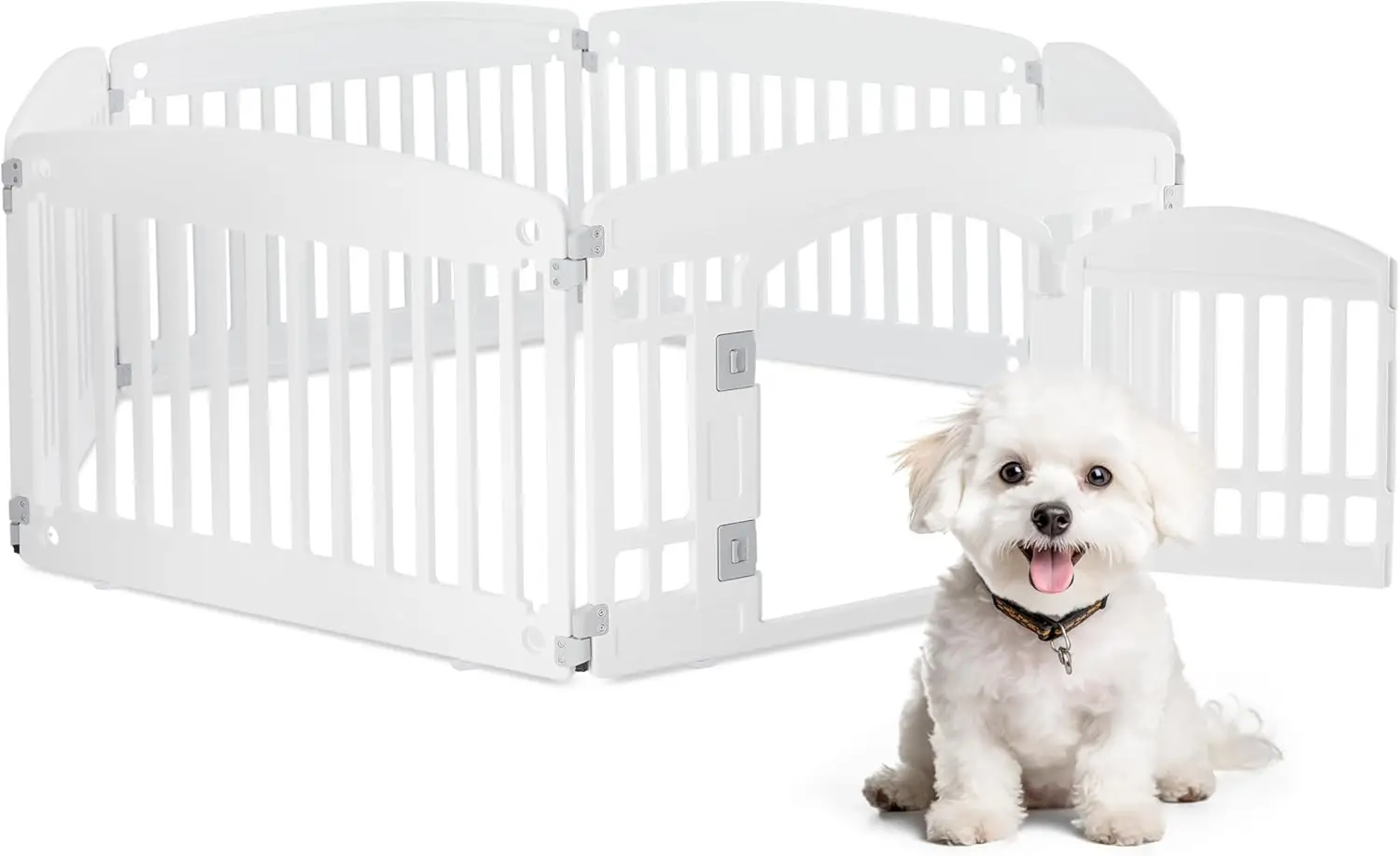

24" Folding Portable Pet Playpen for Indoor & Outdoor Use, Safe Secure Fence for Small to Medium Dogs, White