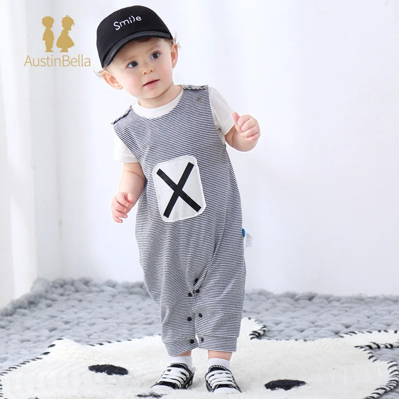 Austin&Bella Baby Boy Romper Striped Jumpsuit for Infants Boys 0 To 2 Years Old Spring Autumn Outwear Newborn Baby Bodysuits