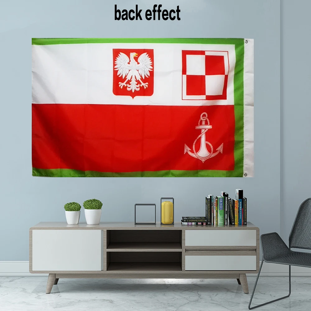 Border Defence Naval Airport Poland Flag Graphic Custom Printed Hanging Banner Polyester Shaft Cover Grommets 3X5FT 90X150CM