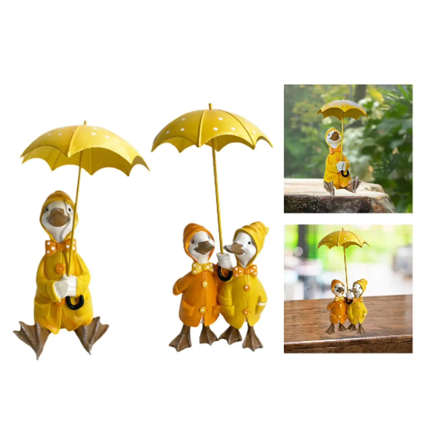 Duck Holding Umbrella Statue Resin Figurine Centerpiece Decorative Collection Garden Decoration Animal Sculpture for Outside