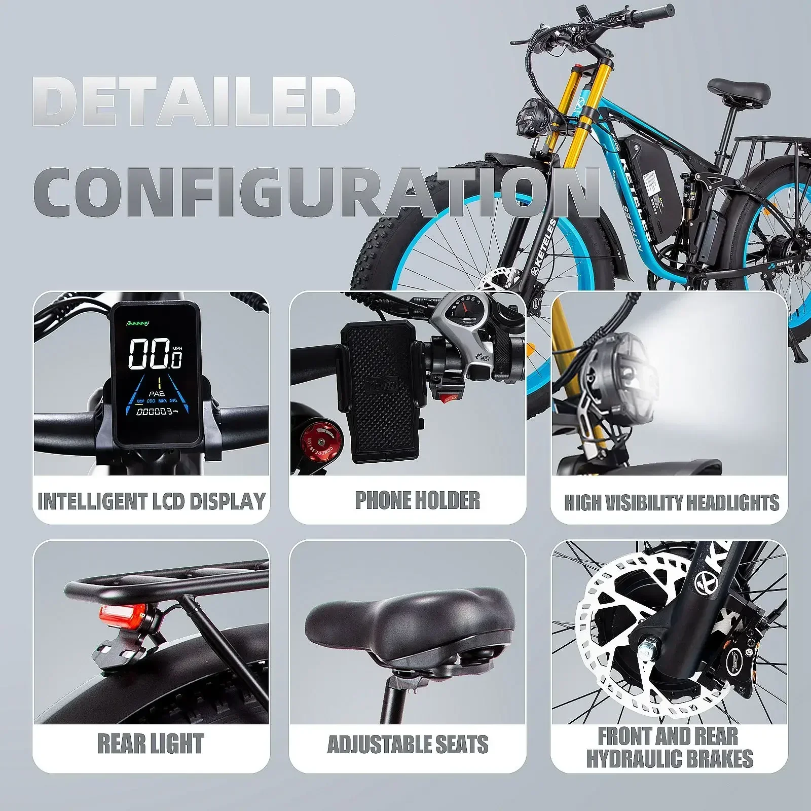 Electric Bicycle Adult KETELES K800 Pro 2000W motor 48V 23AH 26inch Fat Tire Electric Bike 21Speed Mountain Snow Off-road ebike