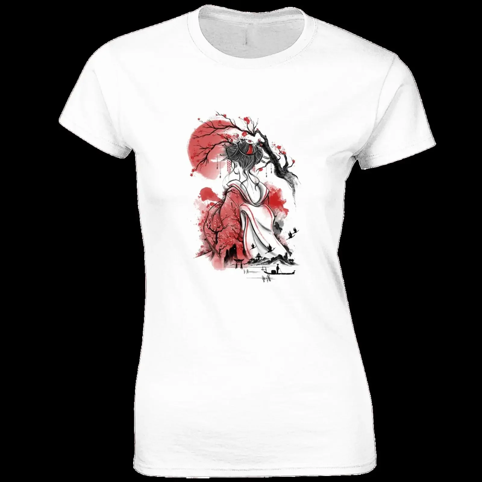 GEISHA JAPAN DAMEN T SHIRT COOL JAPANESE SAMURAI URALT SYMBOL MODE TOP vintage Washed fashion Unisex Comfortable