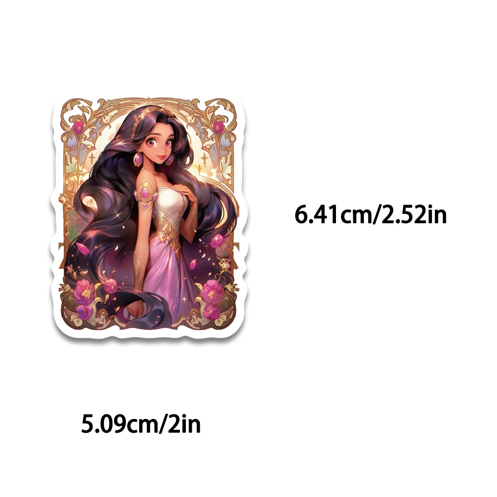 50 Stück Cartoon-Prinzessinnen-Kartenaufkleber Retro-Ästhetik Perfekt für Planer Handyhülle Laptop Wasserflasche Helm Dekoration