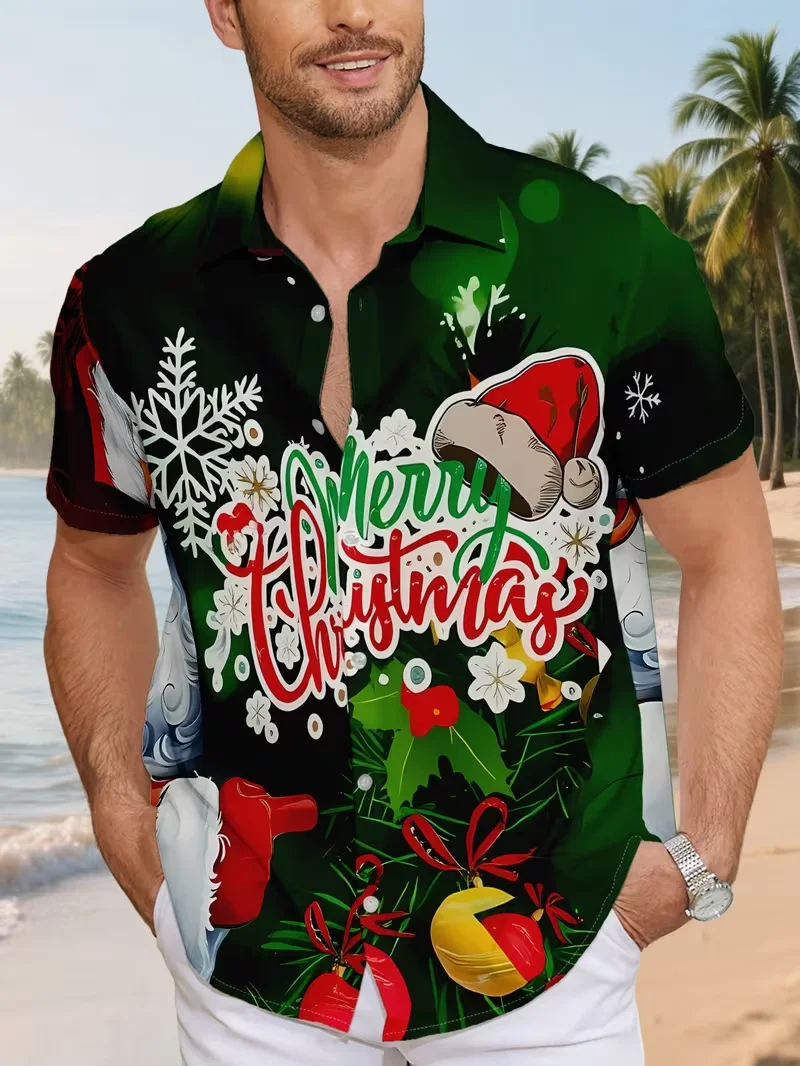 

Пряничный человечек, Рождественский Санта-Клаус, мужские рубашки для косплея, одежда, рождественский мужской женский подарок, новинка 2026 года, уличная блузка с лацканами, бесплатный предмет