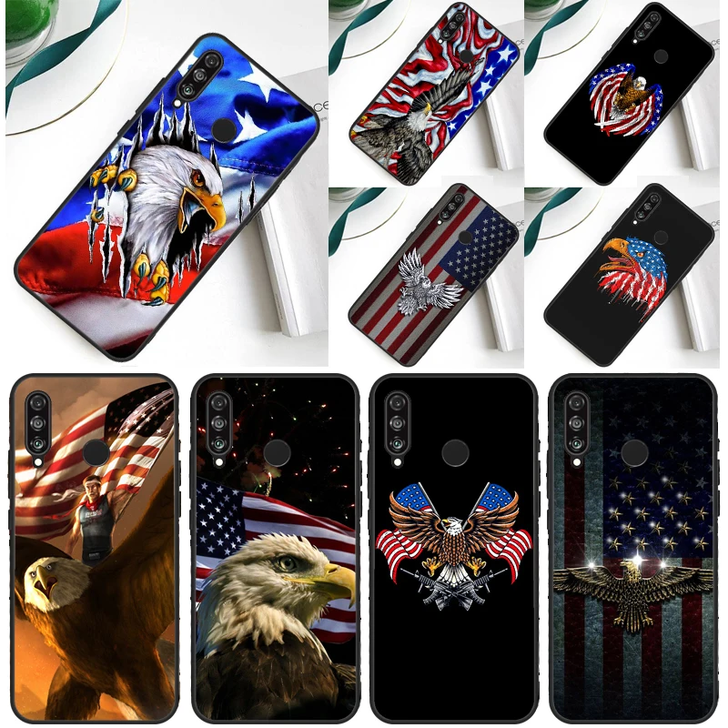 American USA Flag Eagle For Huawei P30 Pro P60 P50 P20 P40 P Smart Nova 9 5T Honor Magic 5 Lite X8 X9 a 50 70 Case