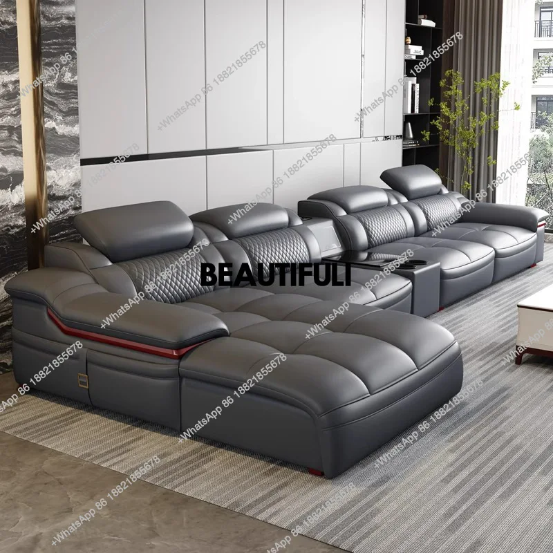 

Modern simple leather sofa first layer cowhide living room size corner latex leather sofa