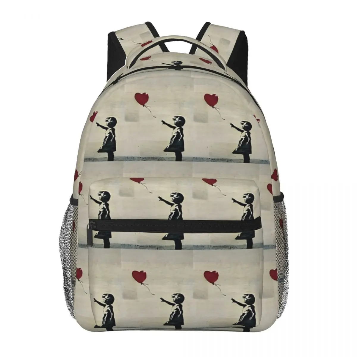 

Banksy's Girl With A Red Balloon III Student School Bookbag Canvas Daypack Elementary High College Travel Bags 16in