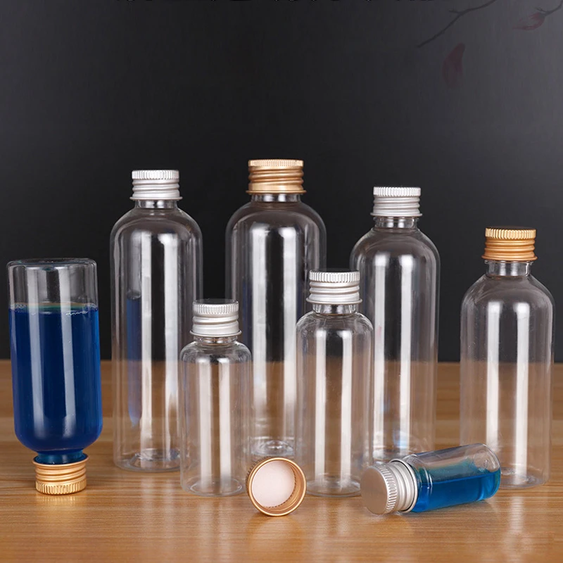 5Pcs 5ml-500ml Wholesale Simple Transparent Aluminum Cap Storage Bottle Ordinary Plastic Nut Lotion Bottle Multi-Function Travel