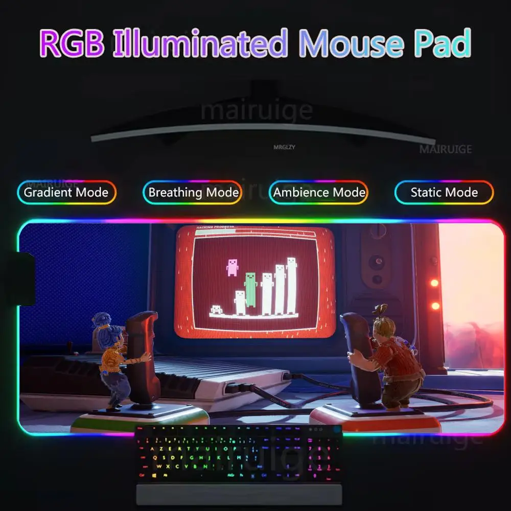 game It Takes Two Mouse Pad Gamer Rgb Desk Mat Back Light Led Mousepad Setup Gaming Accessories Deskmat Big Mousepad