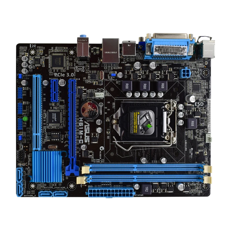 Imagem -02 - Placa-mãe Intel H61 Lga 1155 Suporta Core I32130 3470 3250 3570 3770 Micro Atx Ddr3 16gb Asus-h61m-c