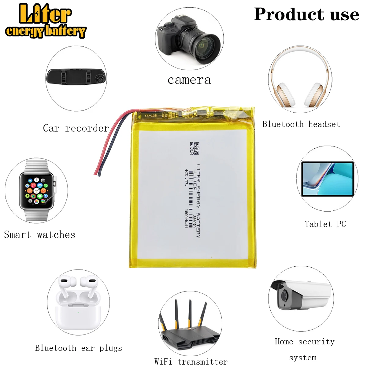 356070 3.7V 1800mAh Rechargeable lipo battery for 7inch tablet pc, MID, PDA