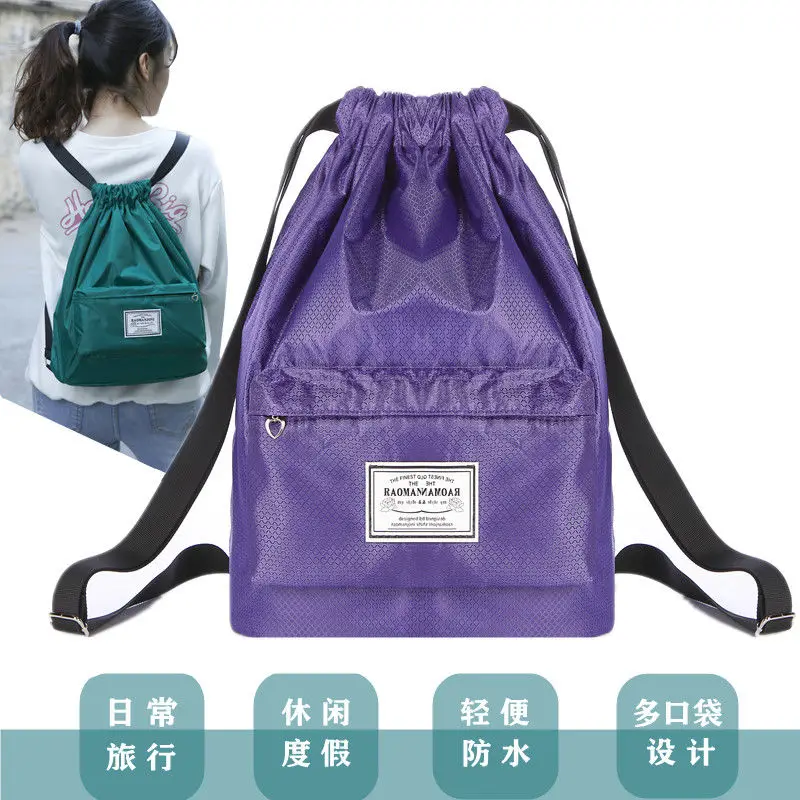 

Waterproof Large capacity Drawstring buckle pocket backpack sports Storage Bag Foldable Shopping Bags