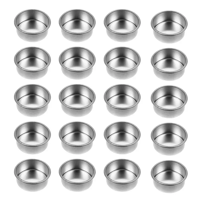 

20Pcs Round Cups Container Tealight Holder Tins Molds Jars Lightweight Tea Light Cups Pans for DIY Making