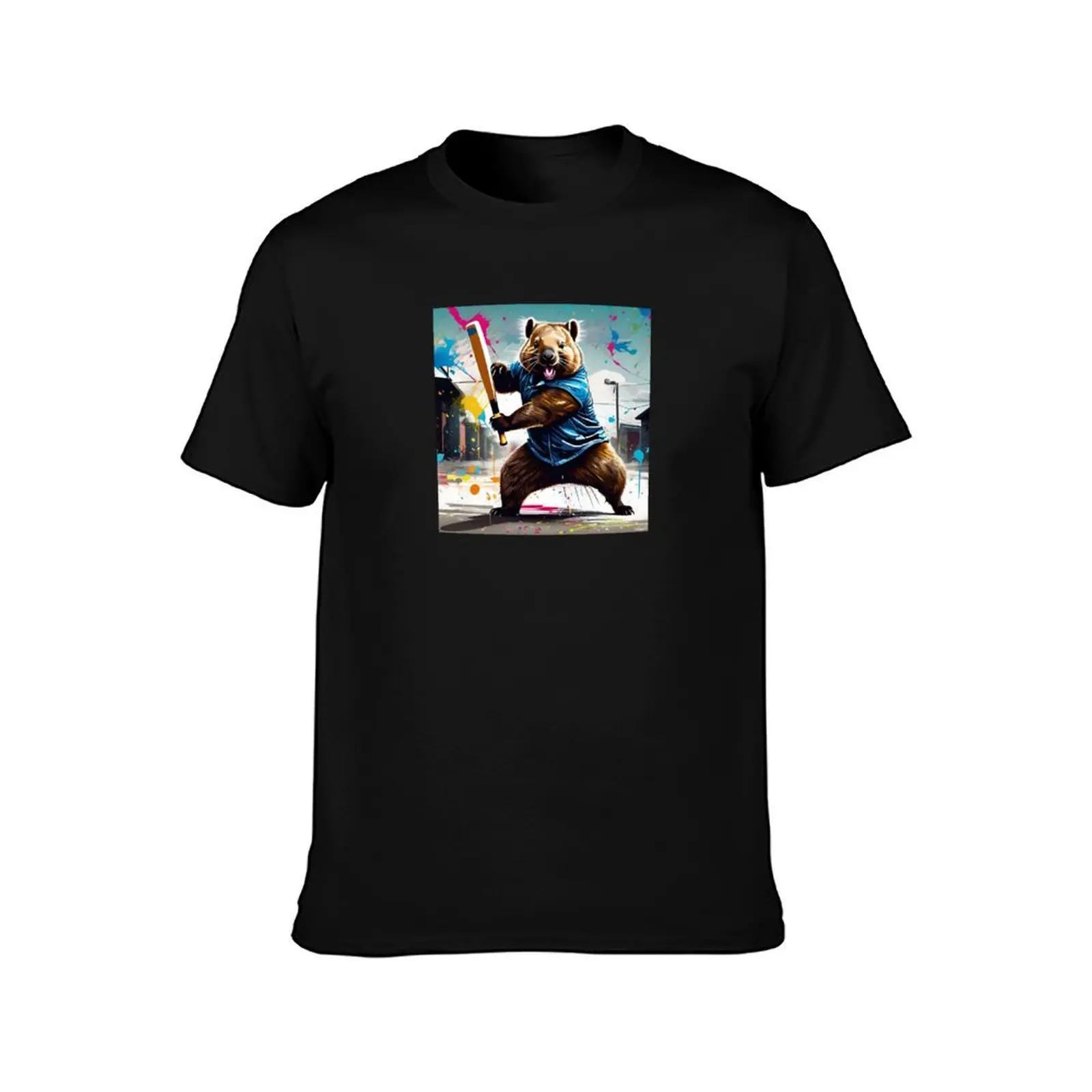 Batter Up Wombat T-Shirt Durable Work Wear T-Shirt