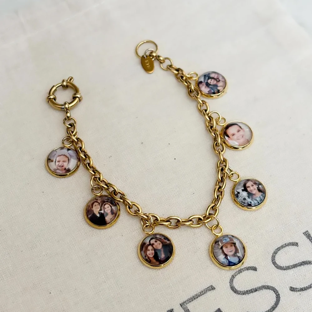 Персонализированный фотобраслет из нержавеющей стали, подвеска с семейным портретом, идеальный подарок матери, рождественские украшения, подарок