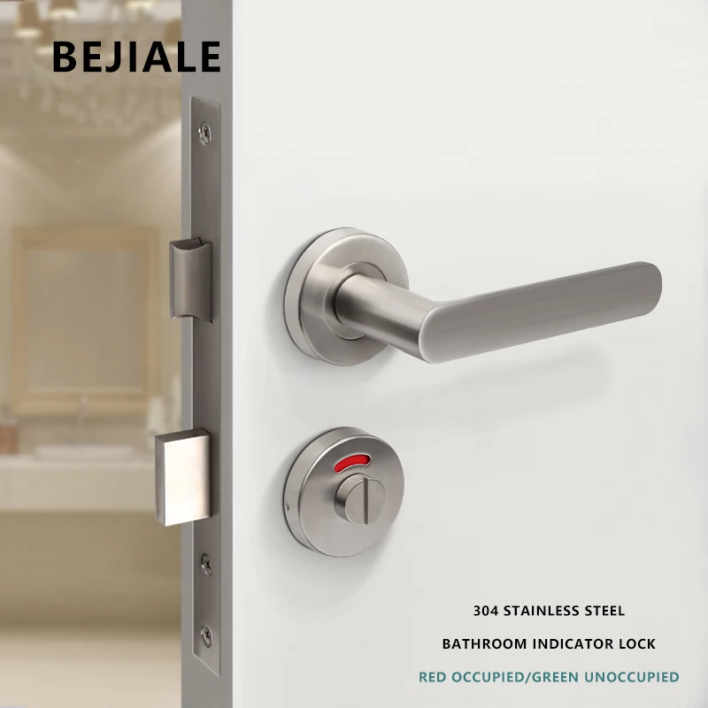 304 Stainless Steel Indicator Split Lock Red and Green Bathroom Partition Door Indicator Lock Public Toilet Split Door Handle