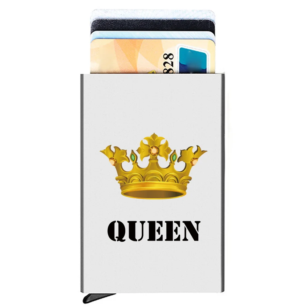 RFID Blocking Aluminum Metal Men Women Slim Wallet Money Bag Anti-scan Credit Card Holder Thin Case Wallet Queen Pattern