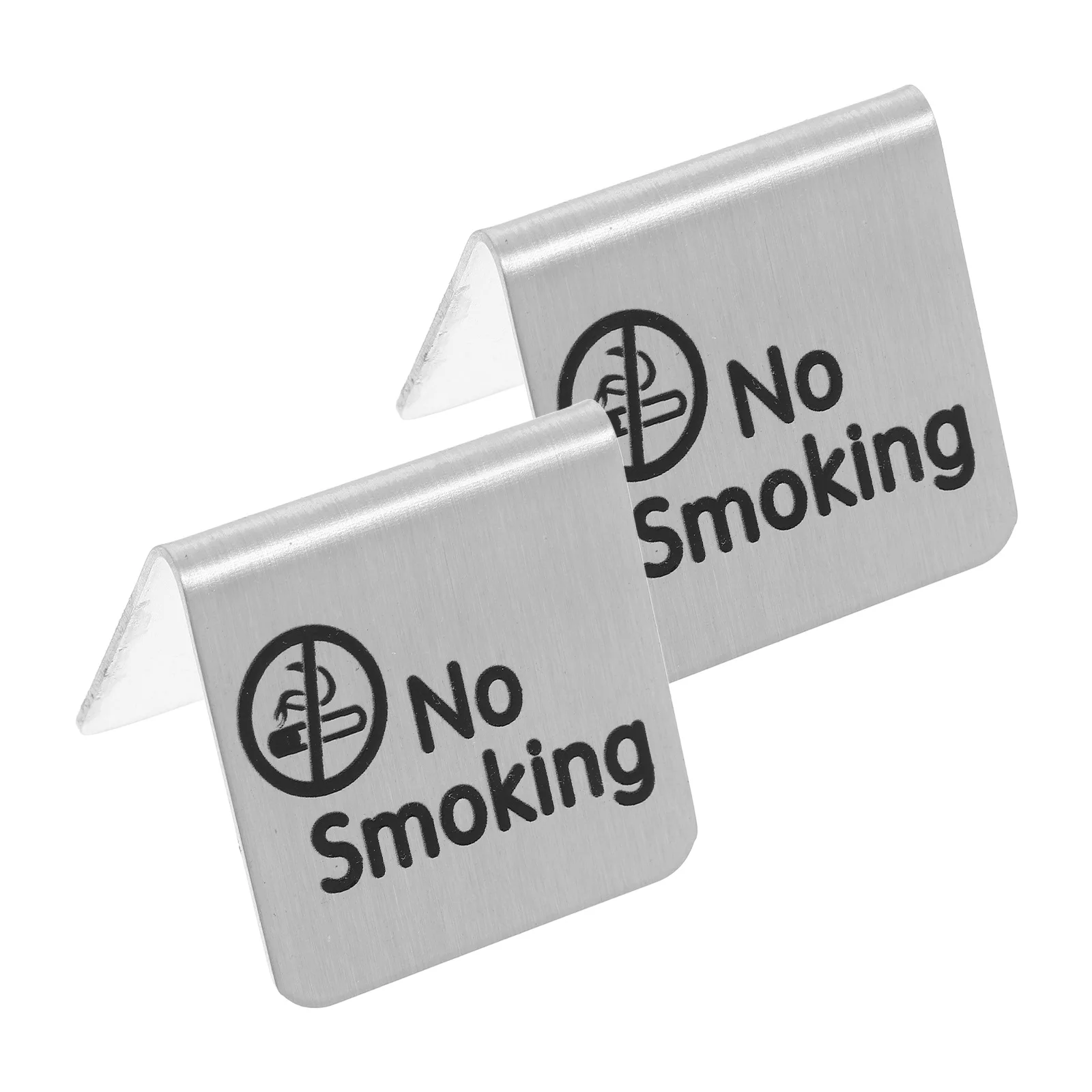 

2Pcs Stainless Steel No Smoking Table Sign Double Sided Reserved Seat and Non Smoking Desk Logo for Dining Room Mall Club