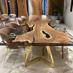 Wholesale Dining Room Furniture Restaurant Solid Walnut Wood Kitchen Epoxy Resin Slab River Dining Table Top