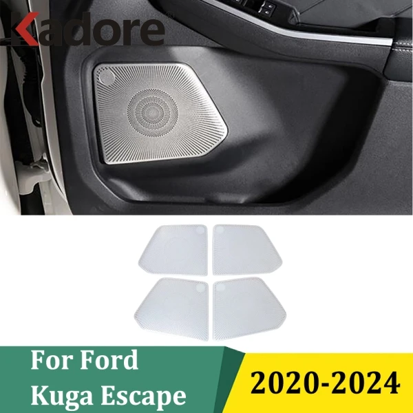 

For Ford Kuga Escape 2020 2021 2022 2023 2024 Stainless Steel Door Speaker Horn Frame Trim Interior Car Stickers Accessories