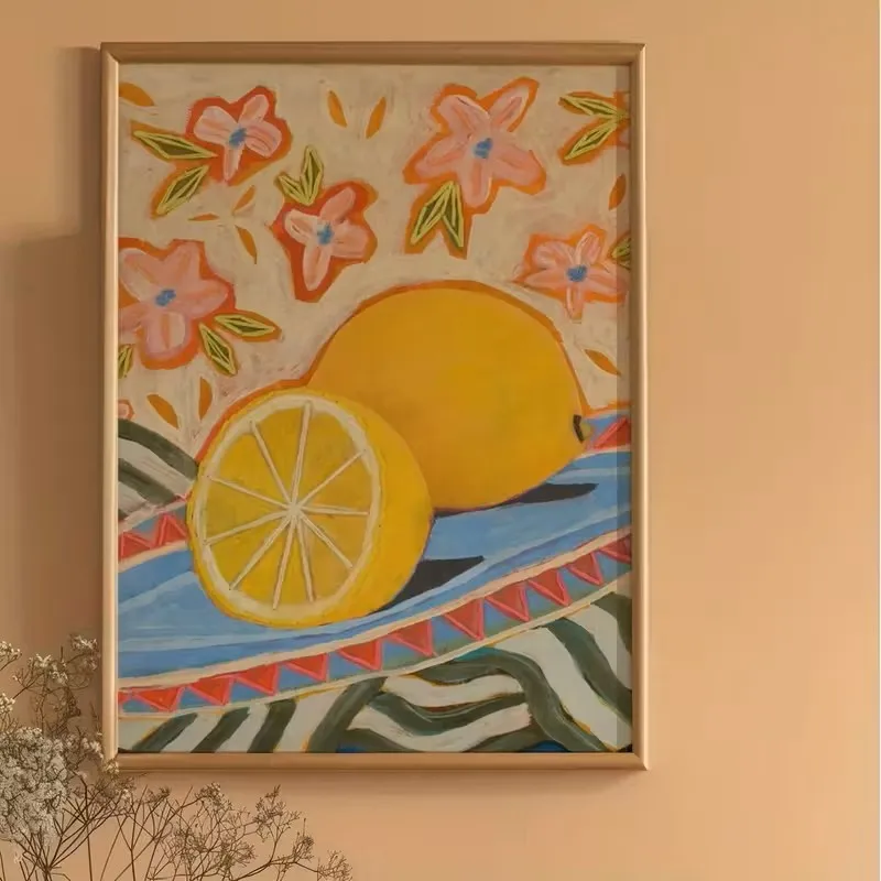 

Retro Lemon Flower Wall Art Modern Bohemian Canvas Poster Printing,decoration Living Room Bedroom and Home Decoration Art Print
