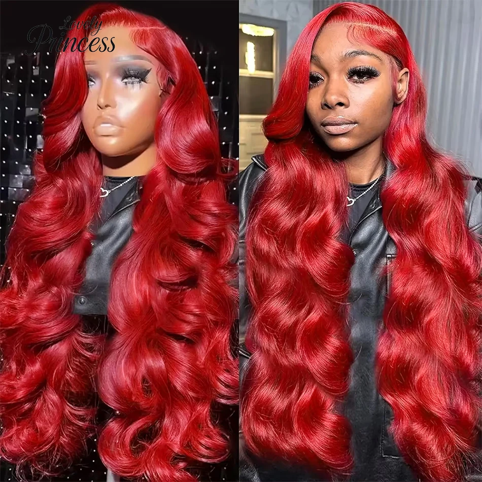 حار الأحمر 13X4 13X6 Hd الدانتيل أمامي خصلات الشعر المستعار الإنسان الملونة الجسم موجة الدانتيل شعر مستعار أمامي للنساء 99J الكرز الأحمر الدانتيل الجبهة الباروكات ريمي #1