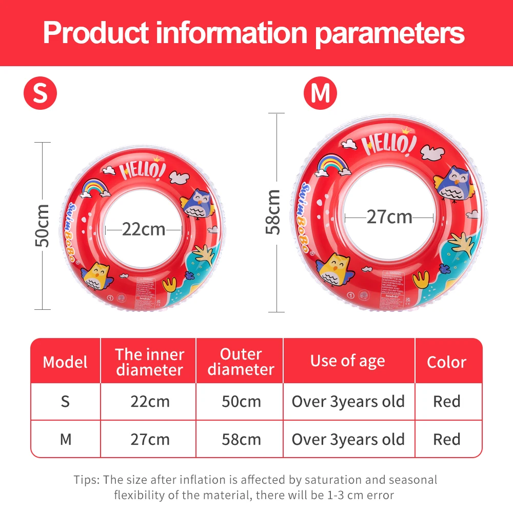 Swimbobo New Style Baby Float Ring Water Toy Kids PVC Inflatable Swimming Underarm Rings Children floats For Summer Floating