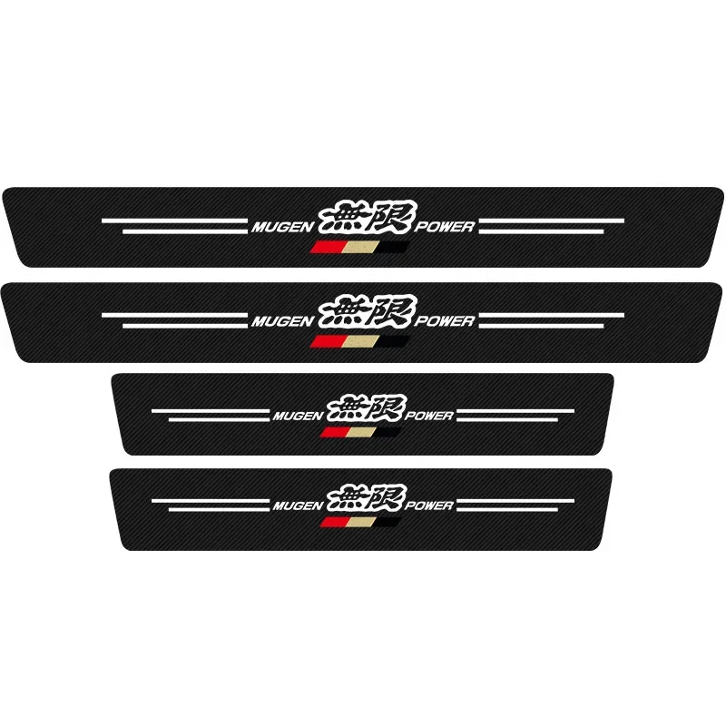 JDM Car Door Sill Protection Sticker Carbon Fiber Decorative Strip  for Honda Mugen Power Accord Civic Vezel Crv City Jazz Hrv