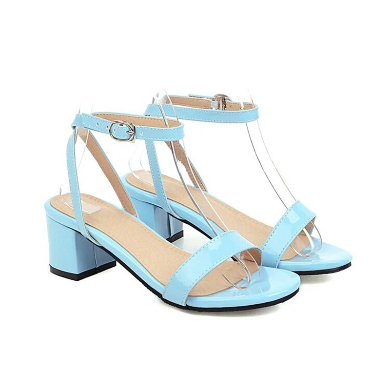 

ORCHALISA Women Sandals Peep Toe Chunky Heels Concise Party Lady Shoes 30-51 Black Yellow Elegant Summer S3530