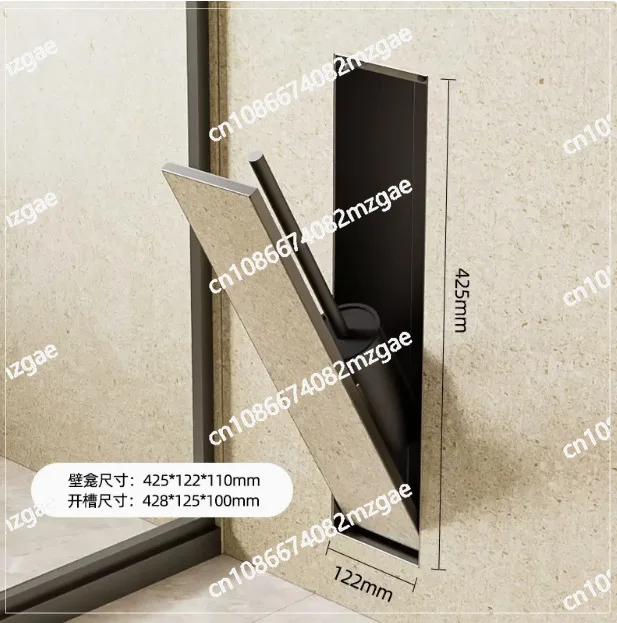 In-wall concealed bathroom toilet edge stainless steel niche toilet recessed niche toilet brush silicone brush