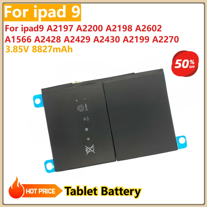 

Сменный аккумулятор для планшета ipad 9, 3,85 В, 8827 мАч, для ipad9 A2197 A2200 A2198 A2602 A1566 A2428 A2429 A2430 A2199 A2270