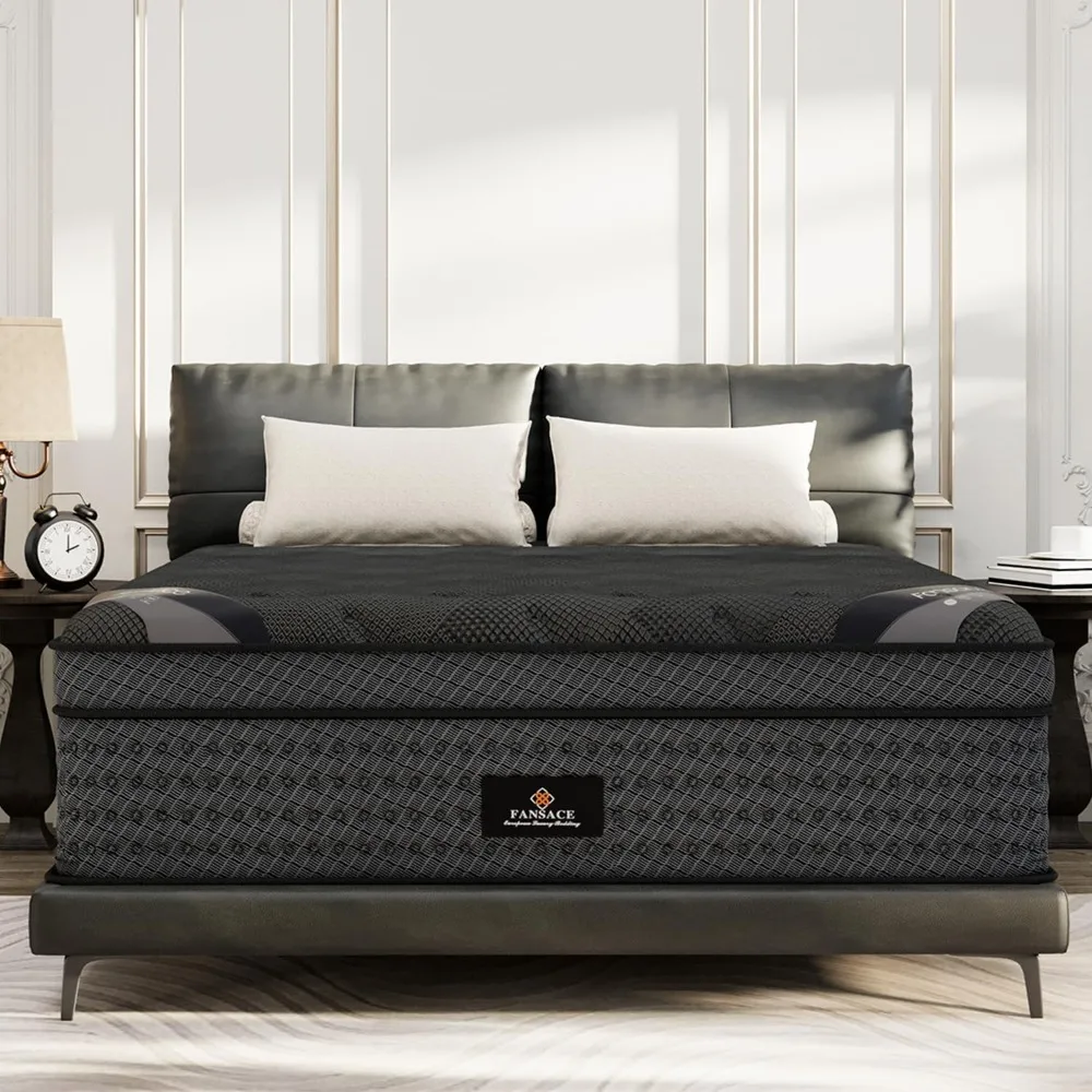 

King Size Mattress, 14 Inch Deluxe Hybrid King Mattress in a Box, Medium Firm Mattresses with Gel Memory Foam & Pocket Springs,