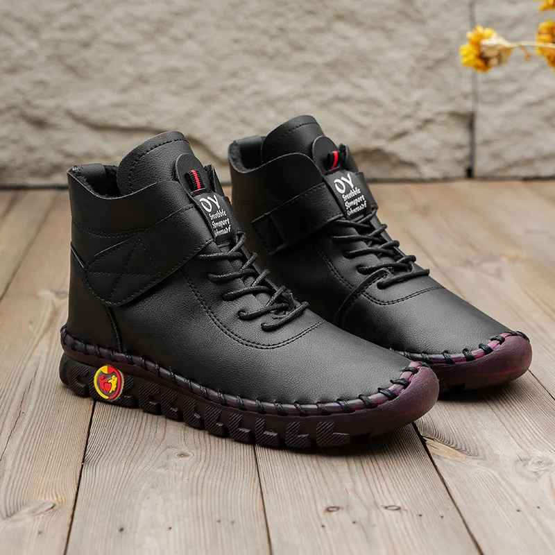 Handmade Soft Soled Women Shoes 2023 New Plush and Warm Snow Boots Female Short Flat With Boots Over Size Boots for Women