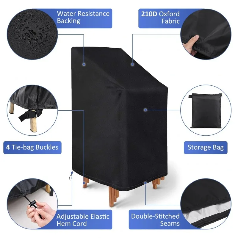 1/2/PCS Stacked Chair Dust Cover Waterproof Dust-proof Patio Garden Furniture Protector Organizer Outdoor Sofa Armchair Cover