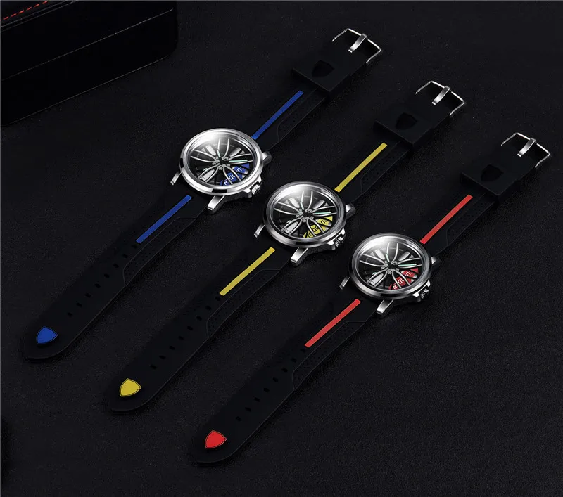 New Watches Men Fashion Sports Creative Car Wheel Rim Design Hip Hop Quartz Watch Man Male Clock Relogio Masculino Drop Shipping