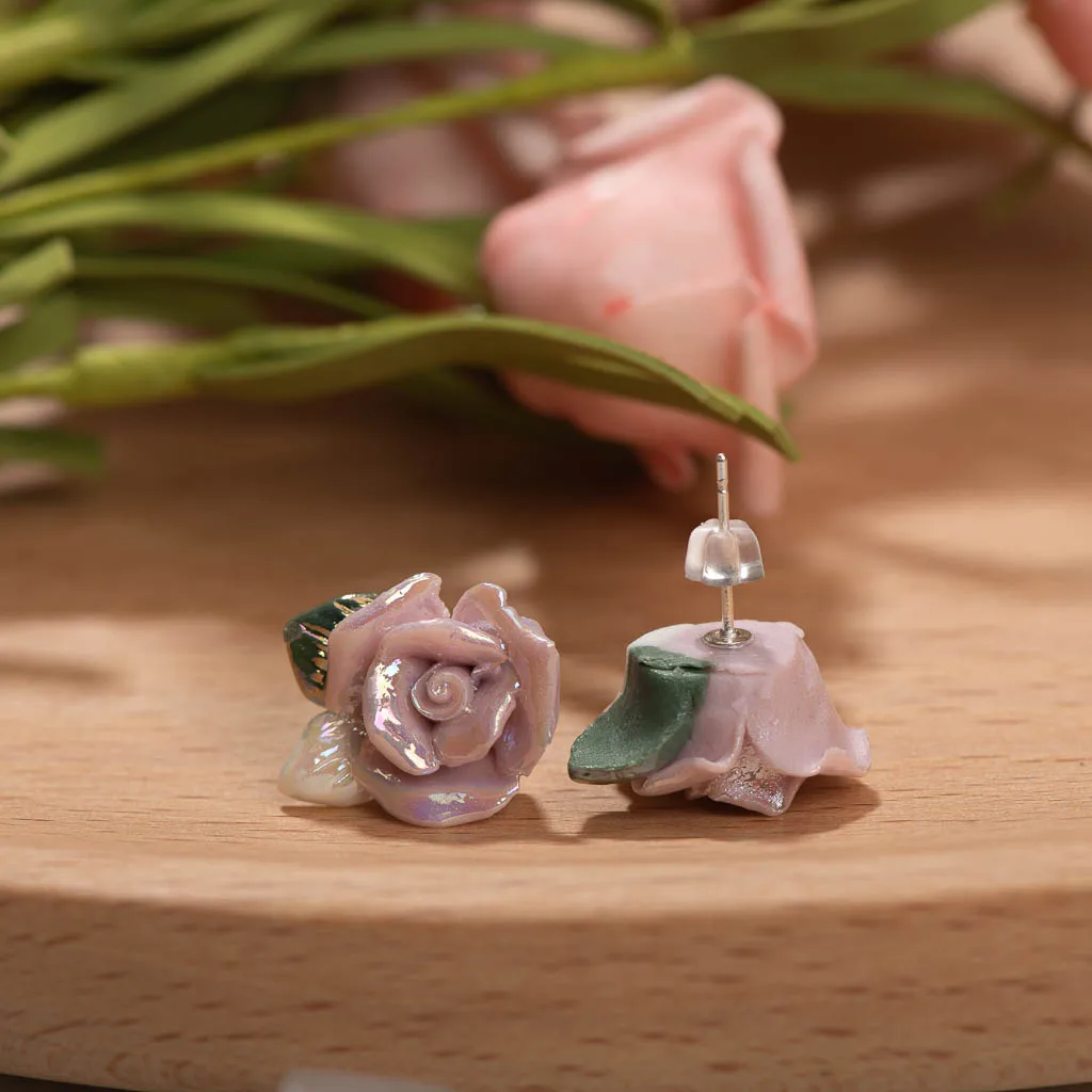 Exquisite Ceramic Flower Earrings with Vibrant Colors and Durable Finish Lightweight Accessory Z805