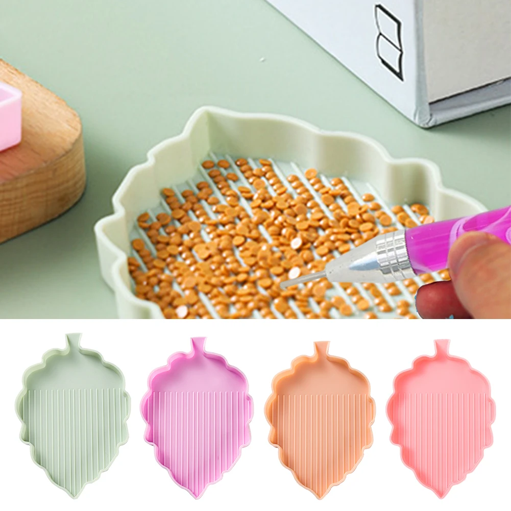 4 Pcs Multiple Color Diamond Art Paints Accessories Tray Rhinestone Accessories Leaf Craft Tool for Rhinestone Stones Organizer