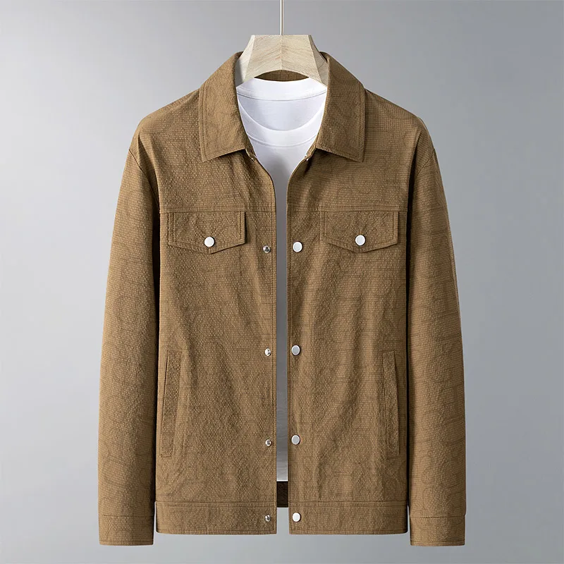 

Мужская деловая куртка на весну-осень 2026: повседневная куртка с надписью, однобортное пальто для офиса и улицы, размеры M-5XL