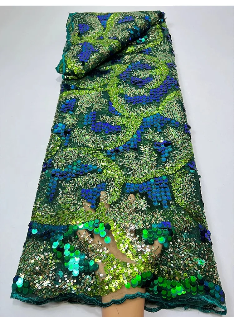 1yard high quality gauze fabric Colorful pearl grape sequin embroidery tissu wedding Dress cheongsam fabric for clothing