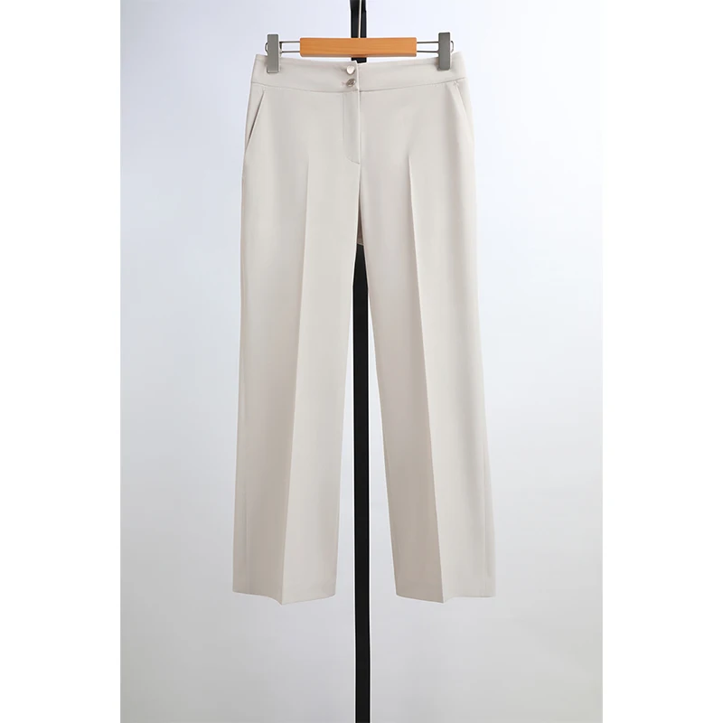 

Awei Summer New mid High Waist Straight Leg Commuter Suit Pants Women's Fashionable Business Trousers Polyester Elastic
