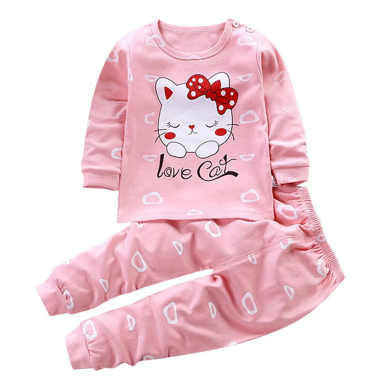 

Autumn Pajamas For Girls Boys Long Sleeve Tops+Pants Suits Fashion Home Clothing Baby Kid Sleepwear