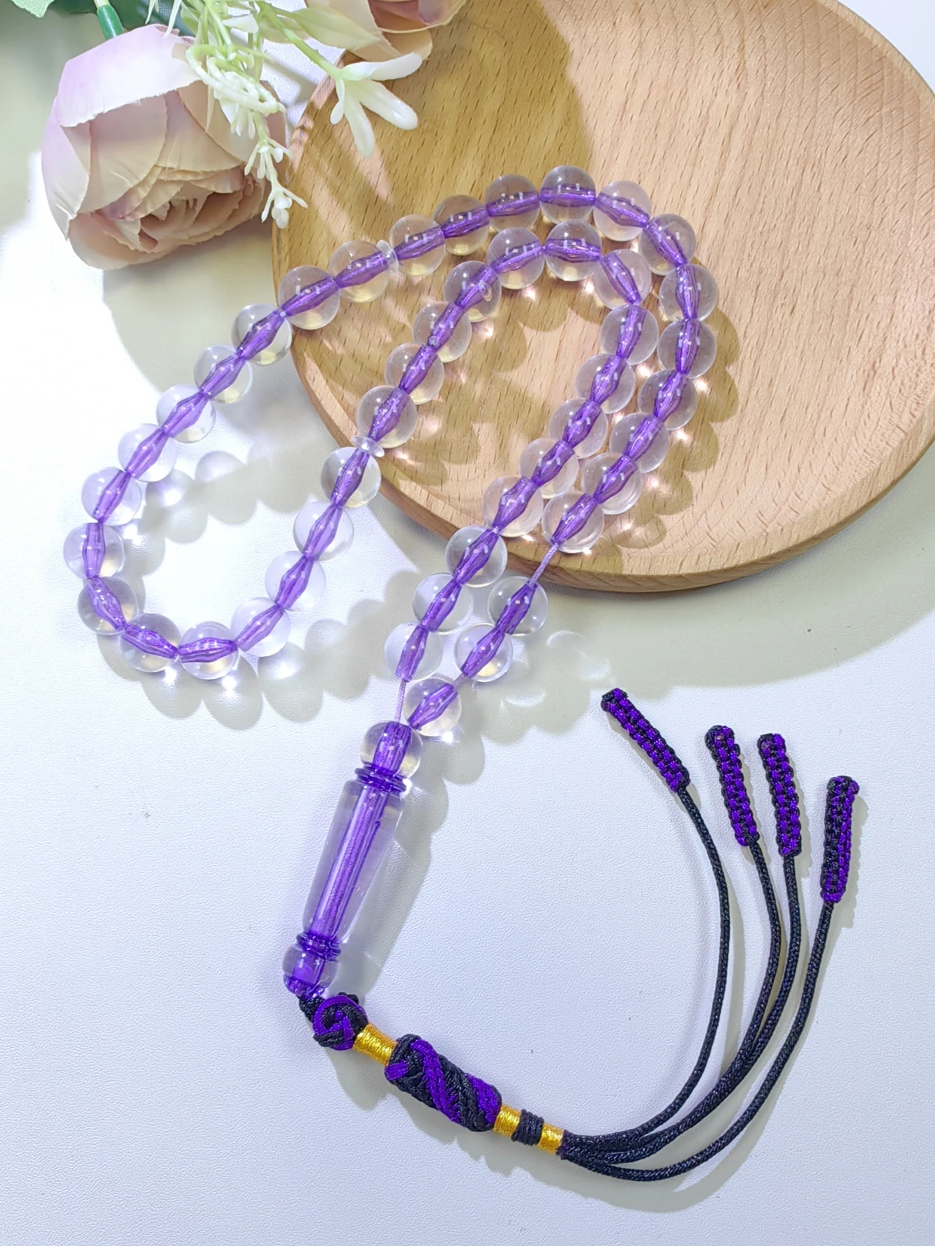 1pc Orange Purple Blue 3 Colors Optional 45 Beads 10mm Handmade Tassel Tasbih, Arabian Style Unisex Resin Prayer Beads, High Qua