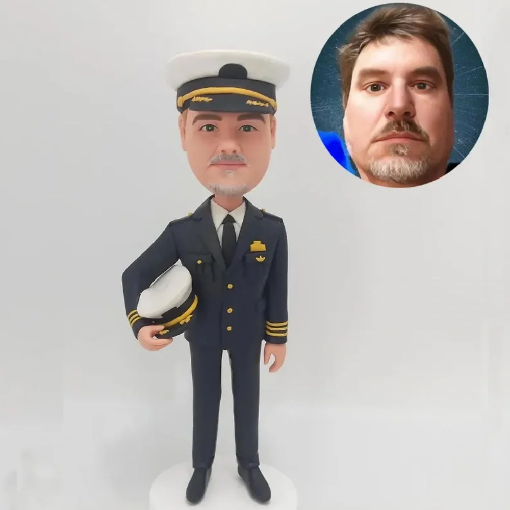 Custom Bobblehead Pilot – Personalized Gift for Boyfriend, Husband,Handmade Figurine for Birthday, Retirement, Anniversary
