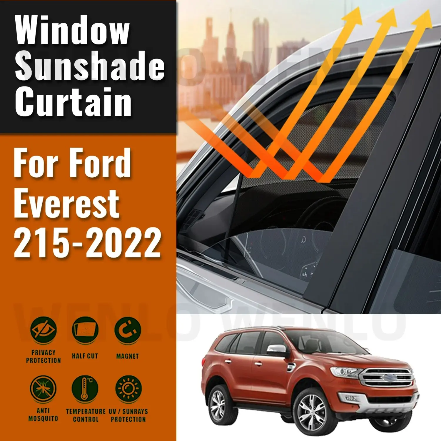 

For Ford Everest 2015-2022 Car Sunshade Shield Magnetic Front Windshield Blind Curtain Rear Side Baby Window Sun Shades Visor