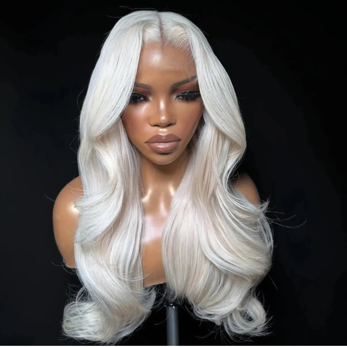 White Wig 13x4 HD Long Body Wave Lace Frontal Wig Glueless Preplucked Synthetic And Blend Middle Part Glueless Clearance Cosplay