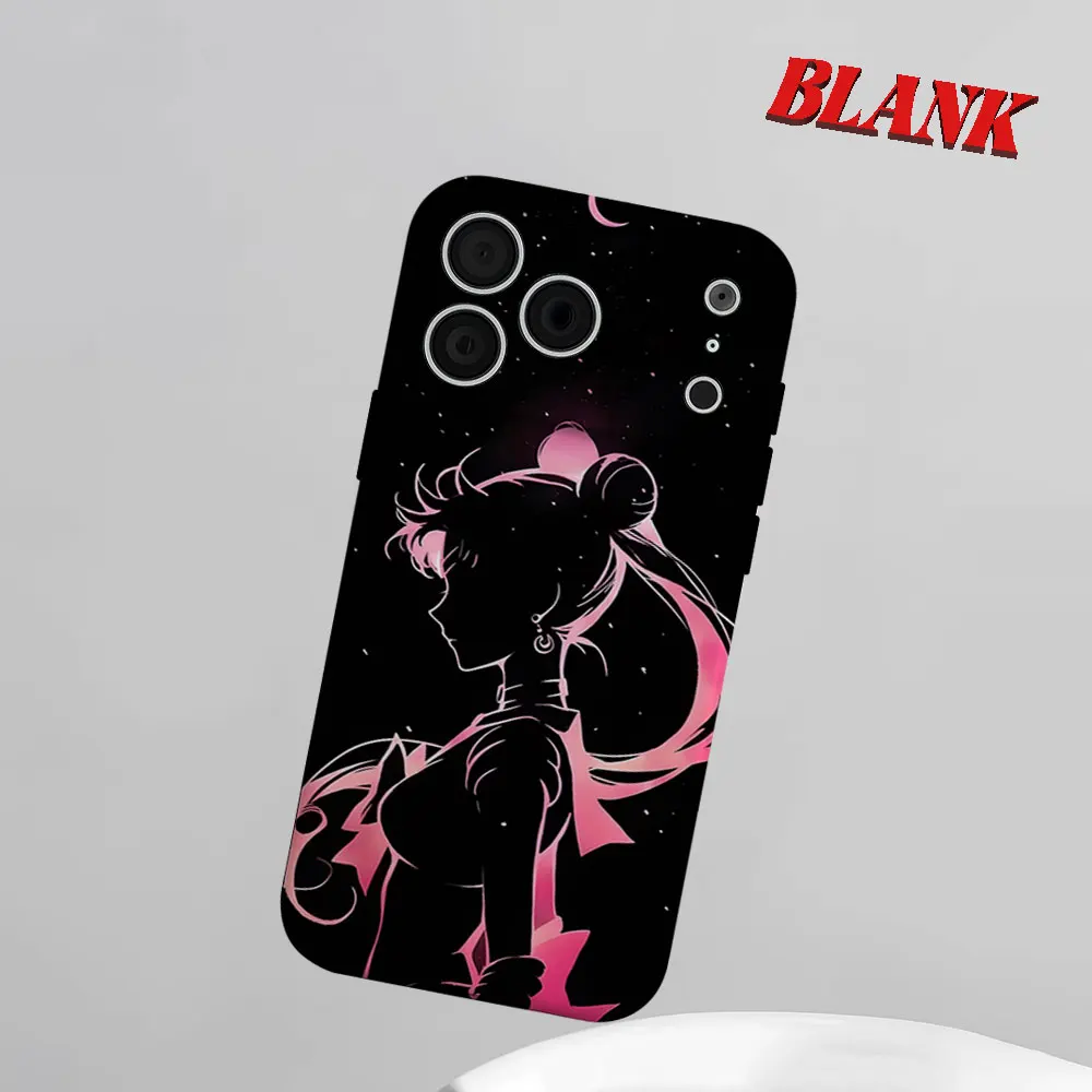 

S-Sailor-s M-Moon Silhouette 2-in-1 Phone Case For iPhone 17 16 15 14 13 Pro Max Air 16e INS Flower Hard PC Bumper Cover Coque